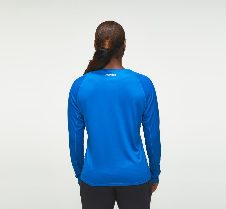 Tops Womens - Hoka One One Performance Long Sleeve - Blue - LHCJINU-59